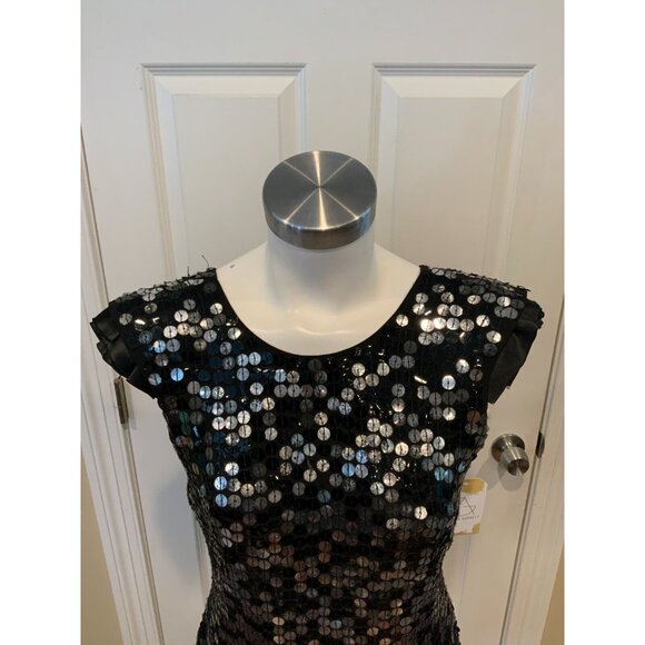 Robert Rodriguez Sleeveless Sheath Dress W/ Black & Silver Sequins Size 4 NWT! - Picture 2 of 9